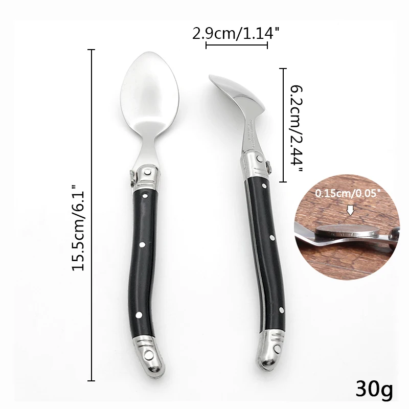 6\'\' Stainless Steel Laguiole Tea Spoon Small Coffee Spoons Black Flatware Dessert Fruit Mixing Spoon Ice Cream Scoop 4-10pcs
