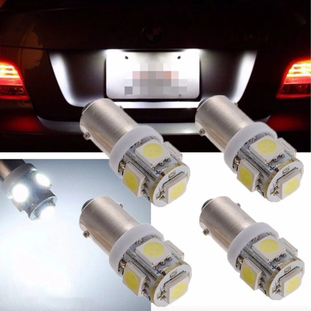 4X BA9S T4W H6W Car Interior LED Lights 5*5050SMD For Auto for Interior Dome Map Light Side Marker License Plate Bulbs 12V Green