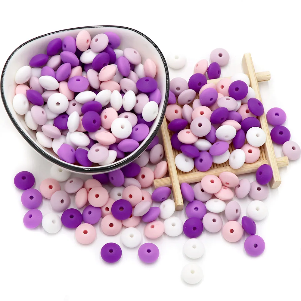 BOBO.BOX 30pcs Silicone Lentils Beads 12mm Baby Abacus Teething Bead BPA Free DIY Newborn Oral Care Pacifier Chain Teether Pearl