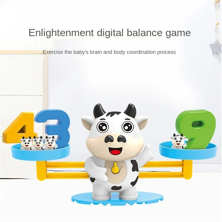 Báscula de equilibrio Digital Montessori para bebé, mono, pingüino, vaca, juguetes educativos de Educación Temprana, juguetes de matemáticas para niños, regalos de cumpleaños