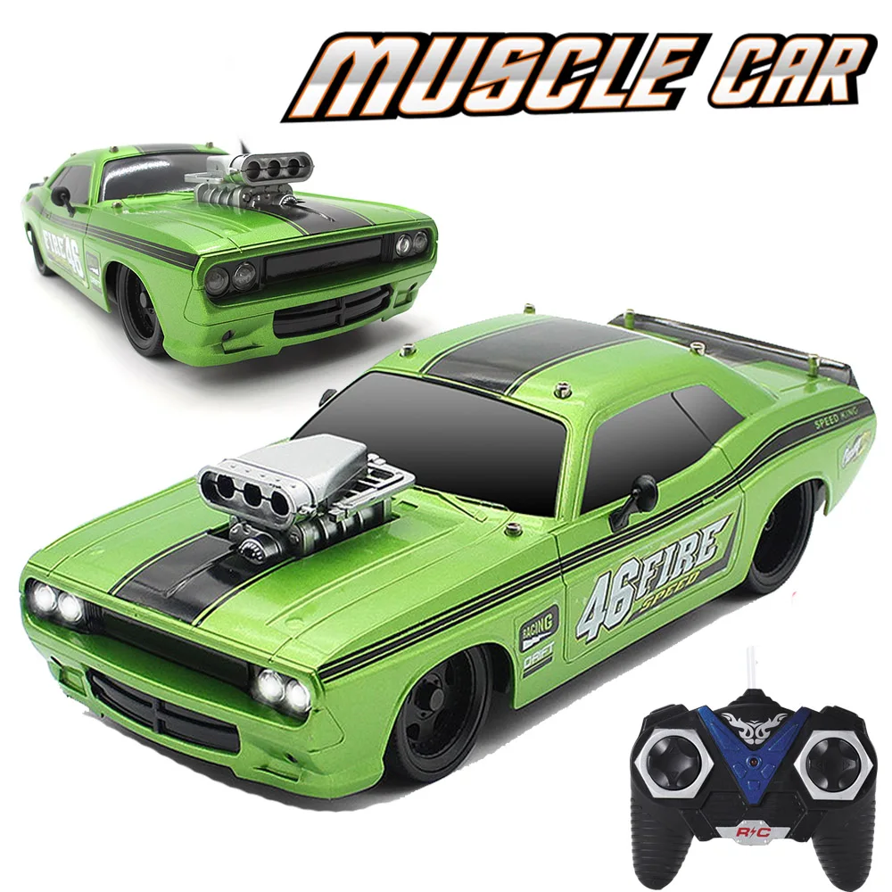 1:16 RC Car Retro Dodge Racing Toys 4 channels High Speed Remote Control Car 27Mhz With Lights Christmas Gift Toys For Kids