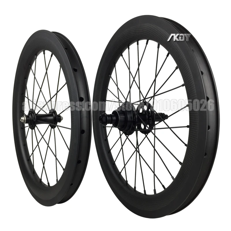 16inch 349 Carbon Folding Bike Wheels 38mm Rim Brake Clincher 3 Speed Wheelset 16