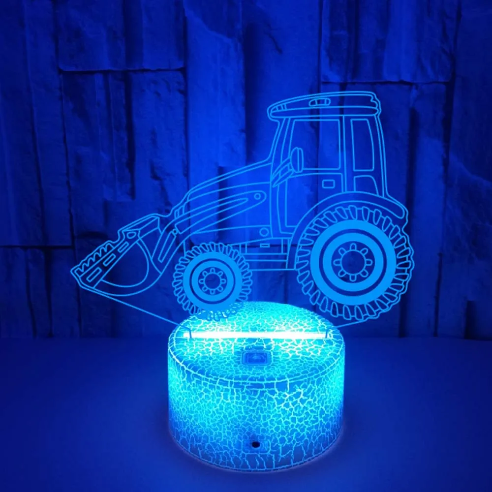 New Bulldozer 3d Night Light Colorful Touch Remote Control Led Visual Gift 3d Lamp Christmas Decorations Usb Nightlight
