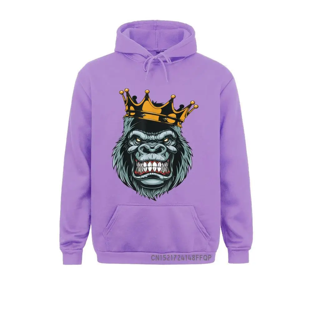 Gorilla King Ferocious Gorilla On With Crown Christmas Gifts Tight Hoodies Fall Men's Sweatshirts Normcore Hoods Plain