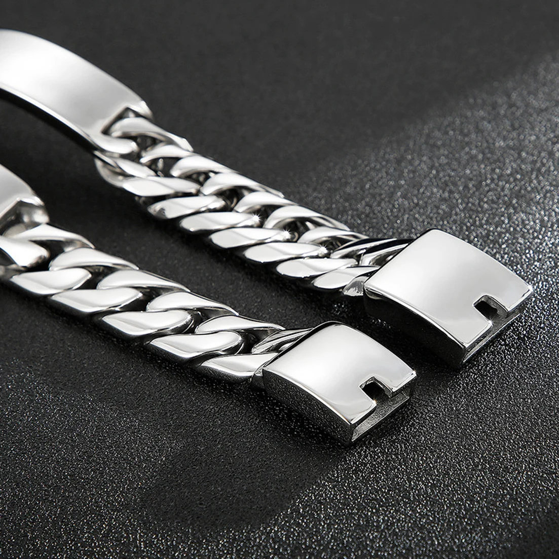 Heavy Stainless Steel Bangle 17mm 8.66inch Curb Cuban Chain Smooth Bar ID Bracelets for Men Women Free Shipping Factory Offer