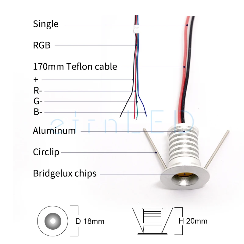 etrnLED RGB Led Spotlight Mini Lamp 12V Dimmable Cabinet Display Star Light 1W Recessed Spot Ceiling Indoor Home DIY Decor Focus