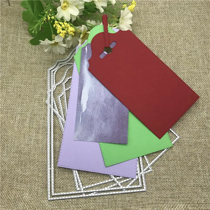 6Pcs Personality wallpaper background tag Metal Cutting Dies For DIY Scrapbooking Album Embossing Paper Cards Decorative Crafts