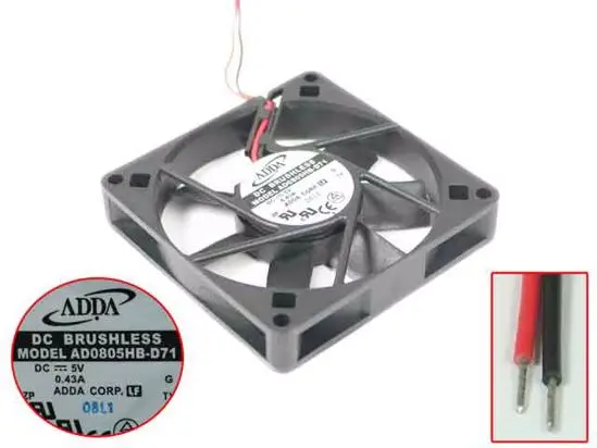 ADDA AD0805HB-D71 DC 5V 0.43A 80x80x15mm 2-Wire Server Cooling Fan