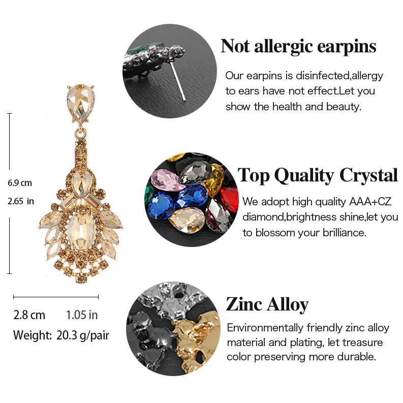 VEYO Luxury Crystal Drop Earrings Trendy Bridal Dangle Earrings Fashion Jewelry for Women Gift New Wholesale