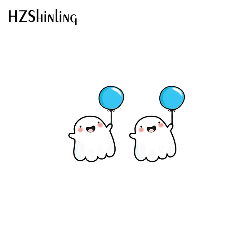 2020 New Cute Ghost Stud Earring Happy Halloween Acrylic Earrings Resin Epoxy Handmade Jewelry