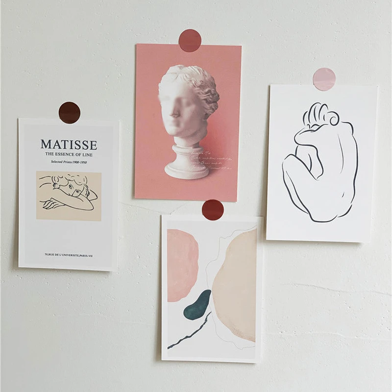 Pink Simple Art Illustration Cards Writable Postcard Background Small Poster Creative Decorative Wall Sticker Gift Stationery