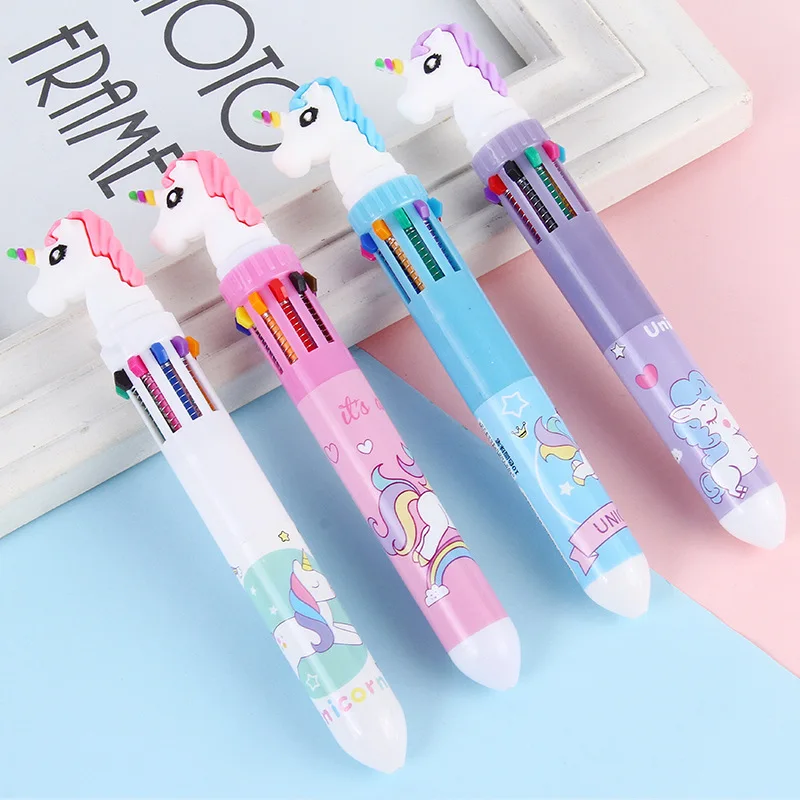 10 Colors Cartoon Ball Point Pen Unicorn Cute Animal Pen Student Gift School Office Supplies Stationery Wholesale