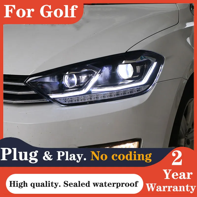 รถจัดแต่งทรงผมโคมไฟสำหรับ Golf Sportsvan ไฟหน้า2016 Golf 7 Sportsvan LED ไฟหน้า Bi Xenon โปรเจคเตอร์เลนส์อุปกรณ์เสริมอัตโนมัติ