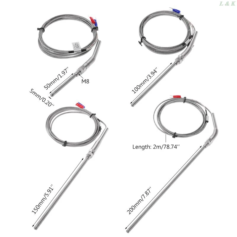2 M K Tipo di Termocoppia Sonda 50 Mm/100 Millimetri/150 Millimetri/200 Millimetri in Acciaio Inox Termocoppia 0-400C Sensore di Temperatura L29k