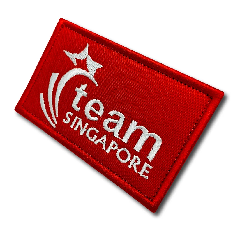 Singapore Team Patches high quality Embroidered Military Tactics Badge Hook Loop Armband 3D Stick on Jacket Backpack