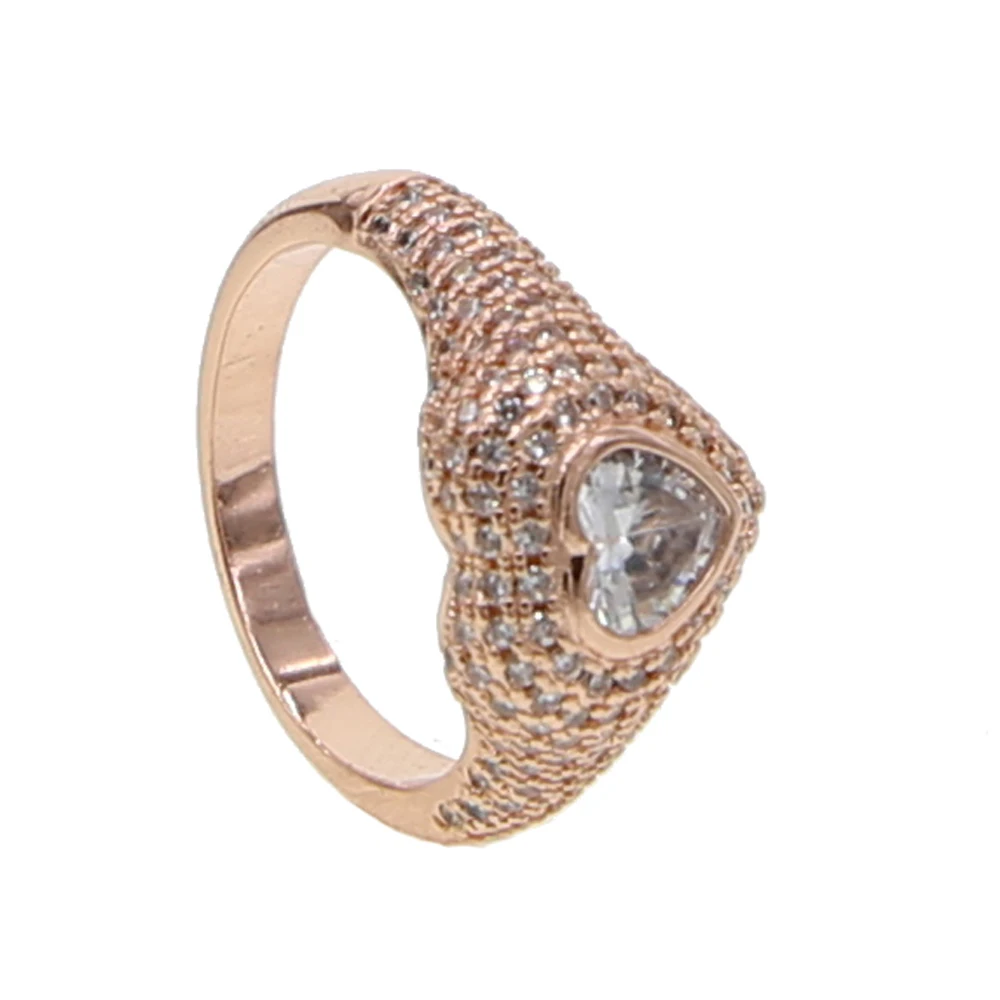 2020 Lover valentine\'s gift Micro pave cz rose gold heart gold multi color women finger ring size 6 7 8