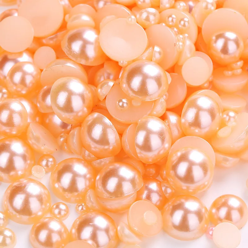Mix size 3-10mm 10g/lot Multicolor ABS Plastic Beads Half Round FlatbackF Pearl DIY Jewelry Findings Making Crafts Decoration
