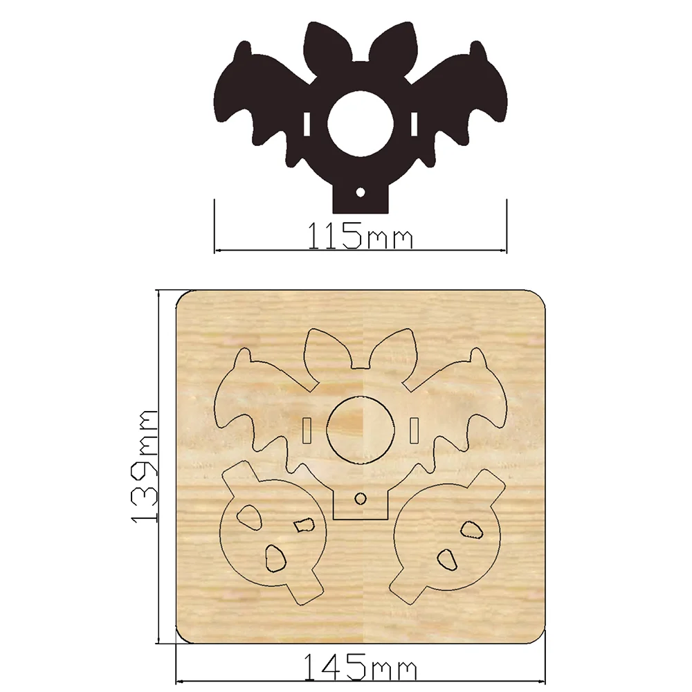 2022 halloween bat-lolli-holder Cutting Dies Wooden Knife Die Compatible With Most Manual Die Cut Cutters