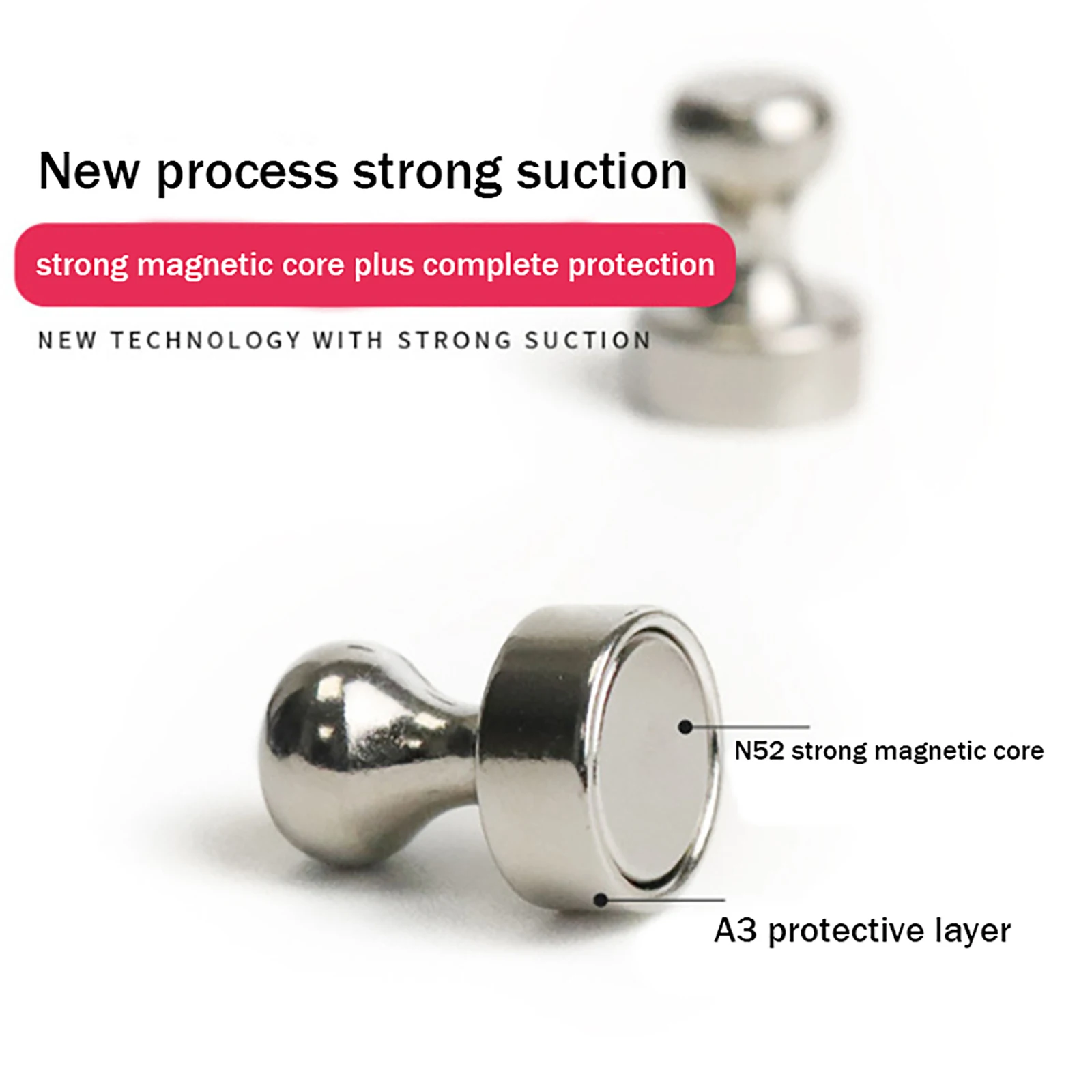 6Pcs perni di spinta magnetici ufficio neodimio metallo perni forti cono magnete in acciaio inossidabile per bacheca magnete frigorifero