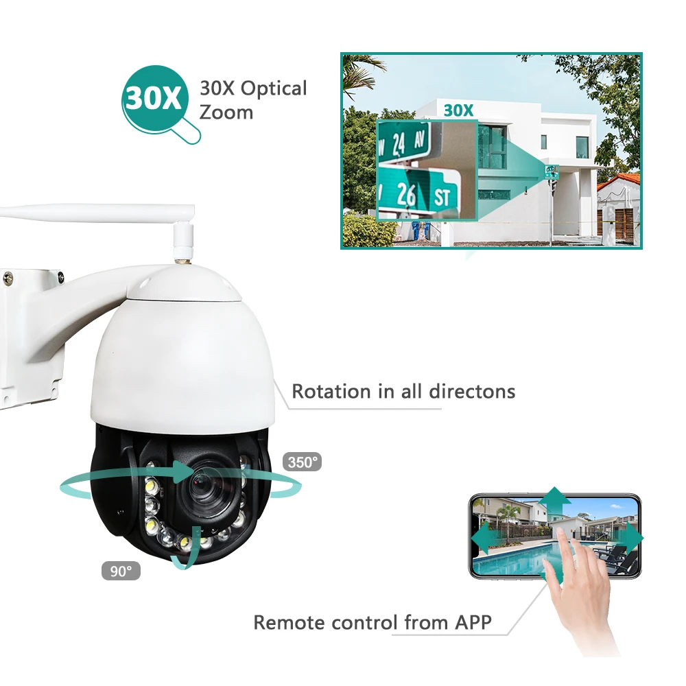 Anpviz 5MP AI Wifi 30X Zoom PTZ Security IP Camera Outdoor Two-Way Audio Auto Tracking CCTV Video Surveillance Cam