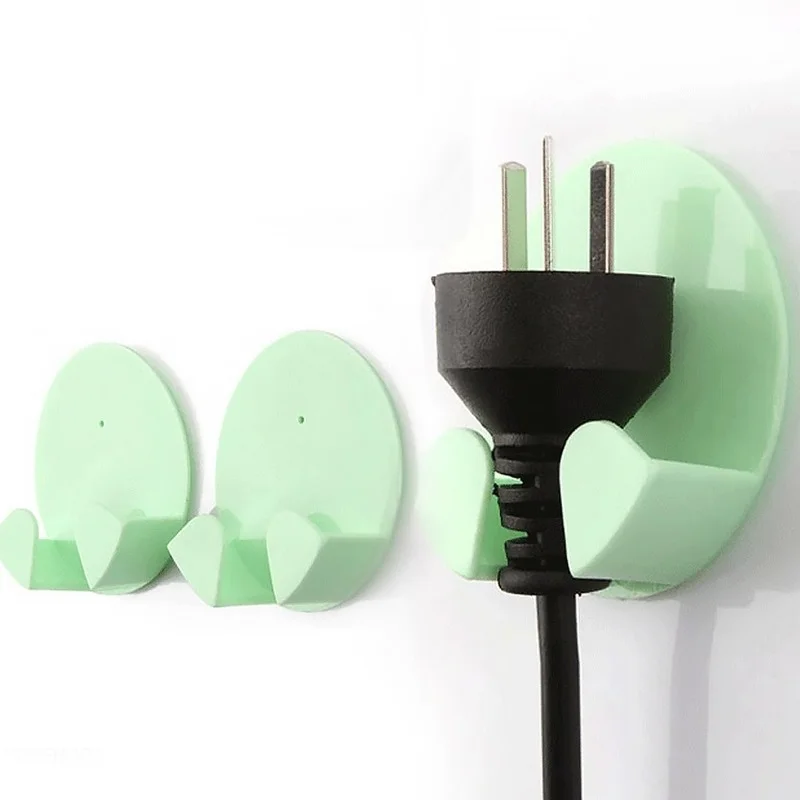 2pcs Non-marking Paste-type Electrical Plug Hooks 2 Packs Creative Socket Storage Rack Is Compact and Practical