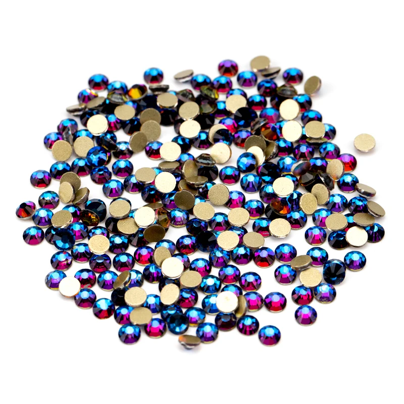 VDD 063 Blue Flare 1440Pcs Golden Bottom Glass Crystal Rhinestones Gold Flatback Stones Nail Art Accessories DIY Decoration