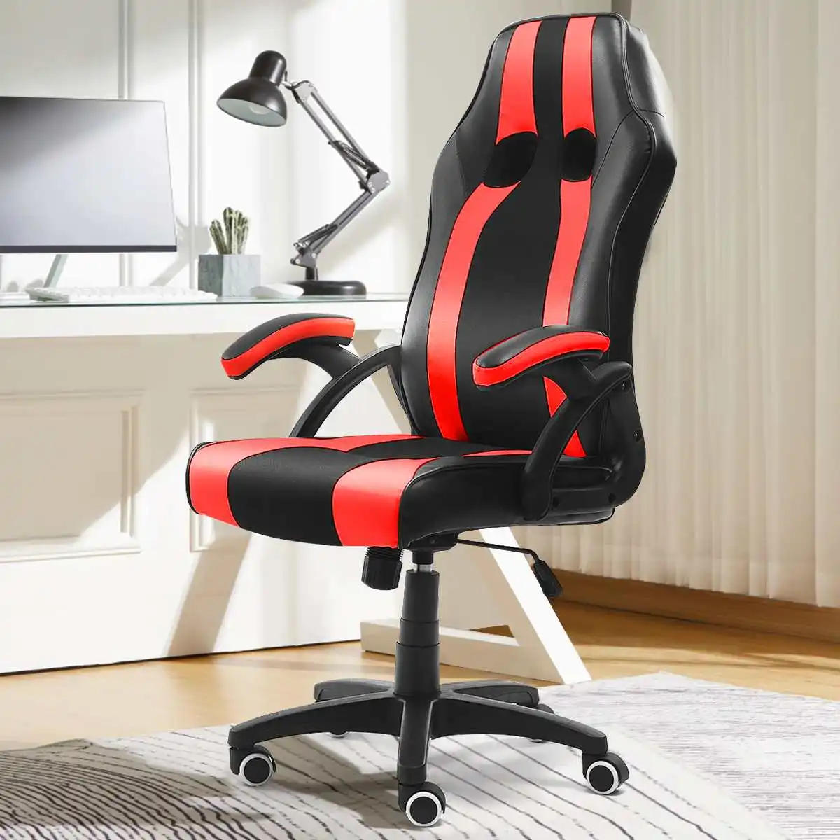 Gaming Chair Adjustable Racing Armchair Office Furniture Office Chair Desk Chair Swivel Executive Computer Chair PU Leather