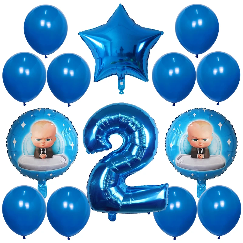 14pcs Cartoon Boss Baby Balloon 30 inch Number Foil Helium Balloons Baby Shower 1st Birthday Party Decoration Latex Air Globos