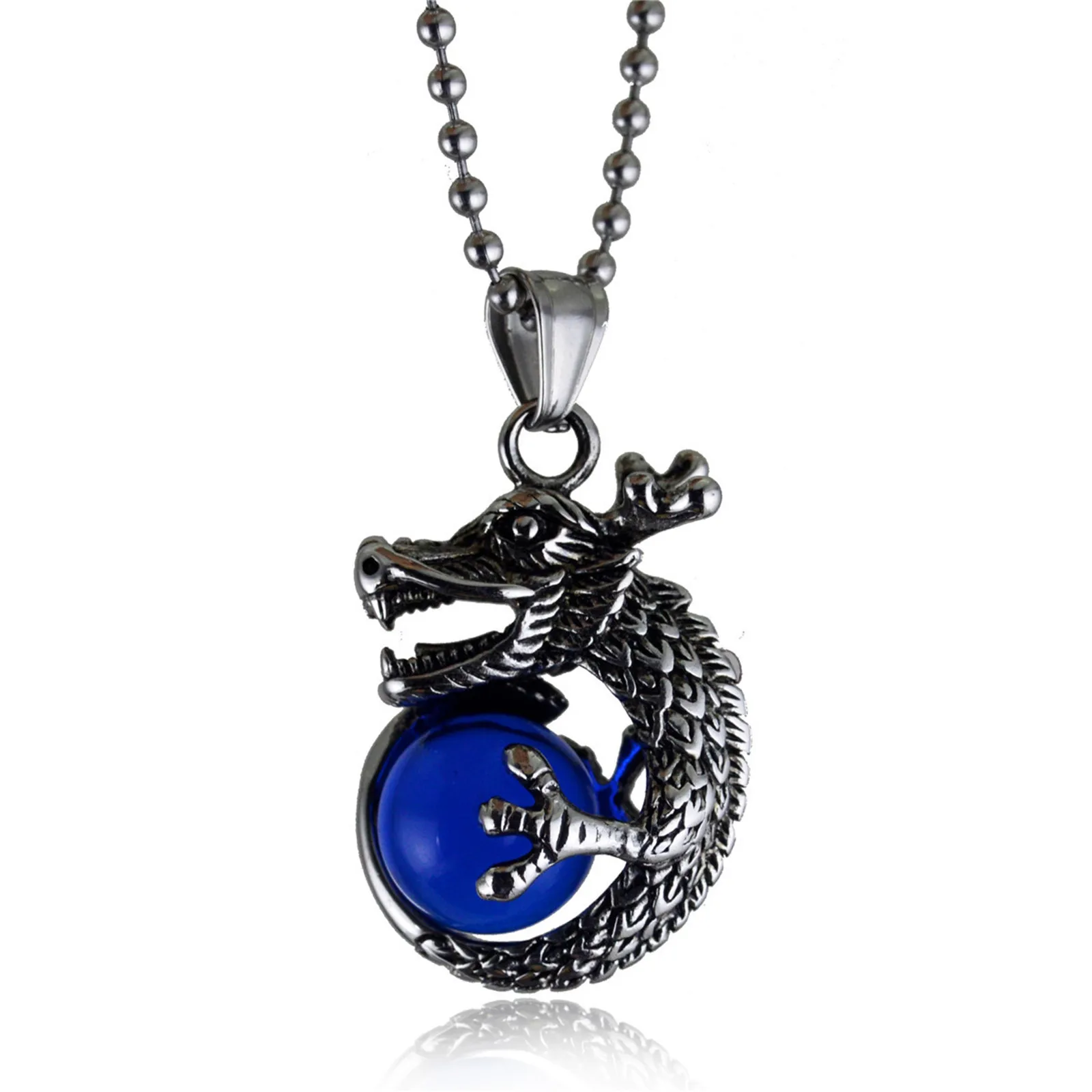 

Dragon Necklace Men Stainless Steel Claw Pendant Paw Catching Ball Round Stone Vintage Retro Domineering Cool Neck Chain