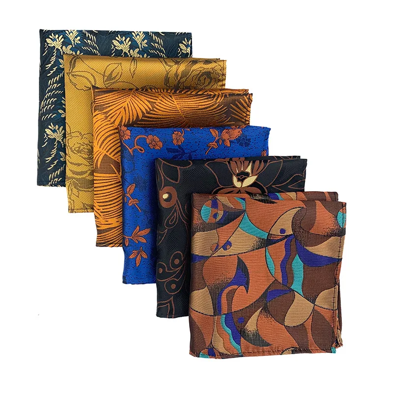 Lenços quadrados de bolso para homens Toalha Hanky, ternos florais, lenço de linho, flor e floral, bolsos quadrados de negócios, novo