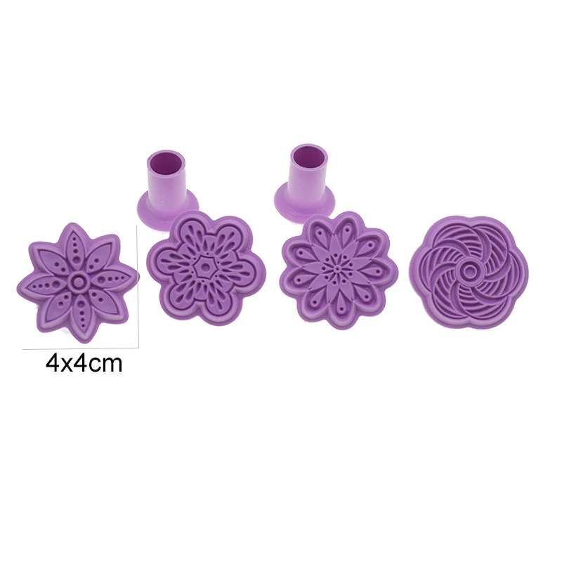 Mandala Flower Embossing Die Pottery Stamp Polymer Clay Earring Ceramic Pot Texture Make Plastic Seal Dotting Tools 4pcs/set