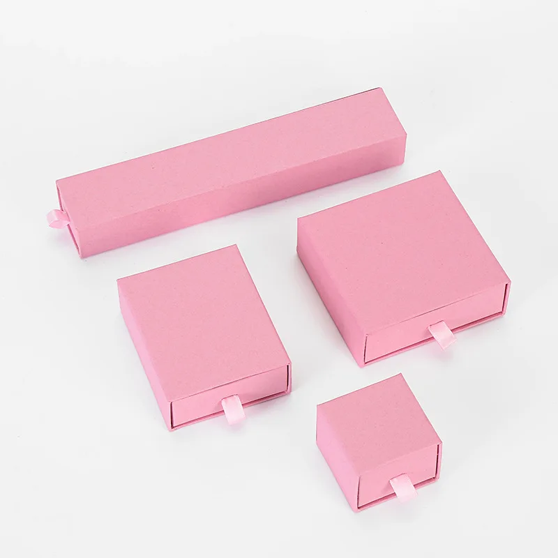 12Pcs Pull-Out Jewelry Box White Pink Black Necklace Earring Bracelet Brooches Packaging Craft Paper Drawer Box for Gift Display