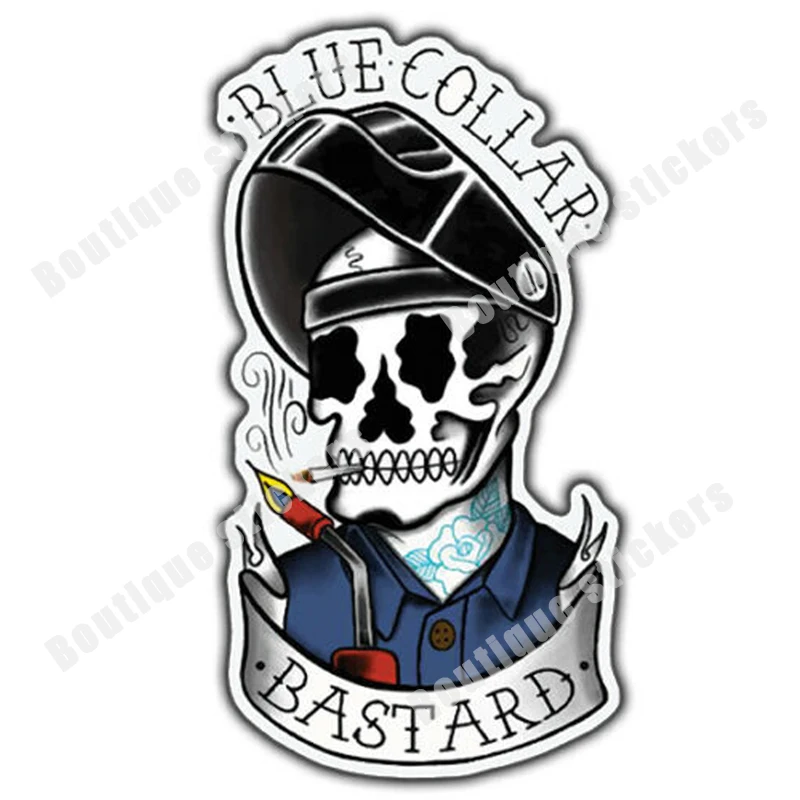 Creative CANDY SKULL RETRO BLUE COLLAR WORKER STICKER WELDER SKULL STICKER Car Decal  Decoration Laptop