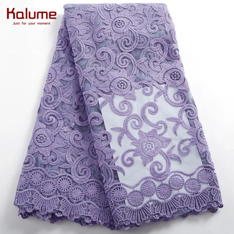 

Kalume African Brocade Tissue Lace Fabric 2021 High Quality 5 Yard Designed Nigerian French Lace Fabric For Wedding Dress F2433