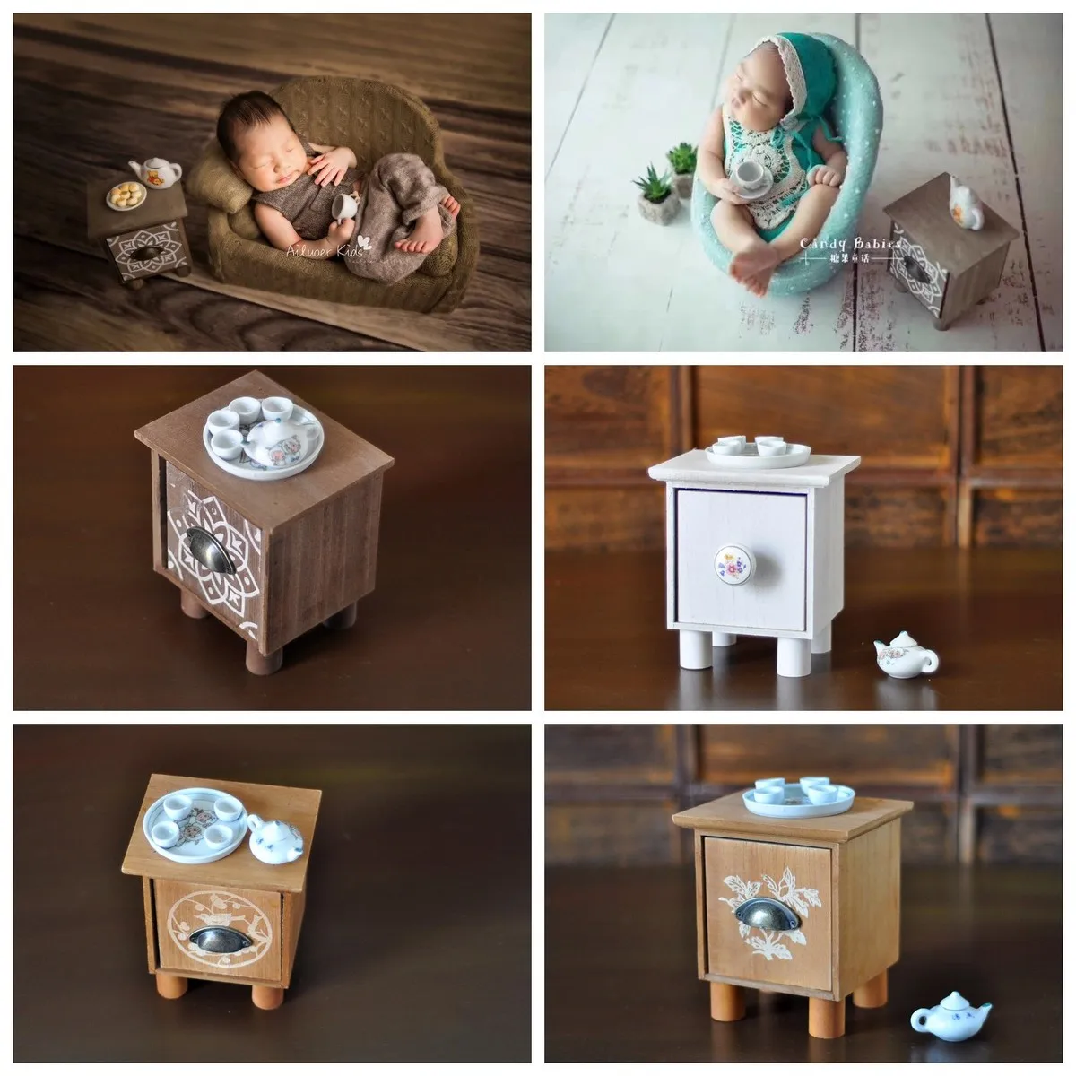 Newborn Baby Photography Prop Mini Tea Table And Tea Set Photo Studio Creative Accessories Infant Shoot Decorations