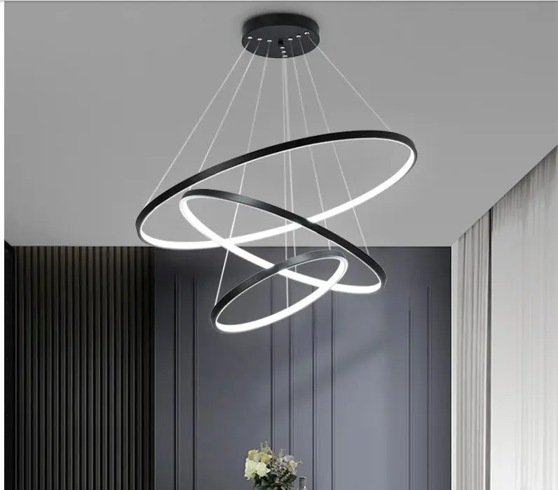 

Dining room chandelier modern simple atmosphere creative ring Nordic living room chandelier bedroom lamp household dining room l