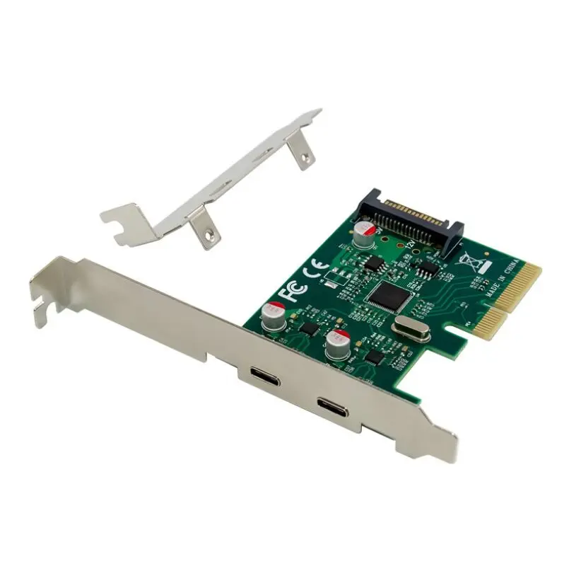 

2 ports USB-C USB 3.1 Type-C PCI express Card + PCIe low profile bracket pci-e 4x to usb3.1 Type C adapter SuperSpeed 10Gbps