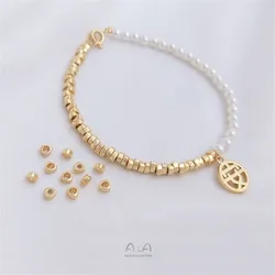 14K gold wrapped small broken gold beads triangular spacer DIY Bracelet headpiece handmade beads