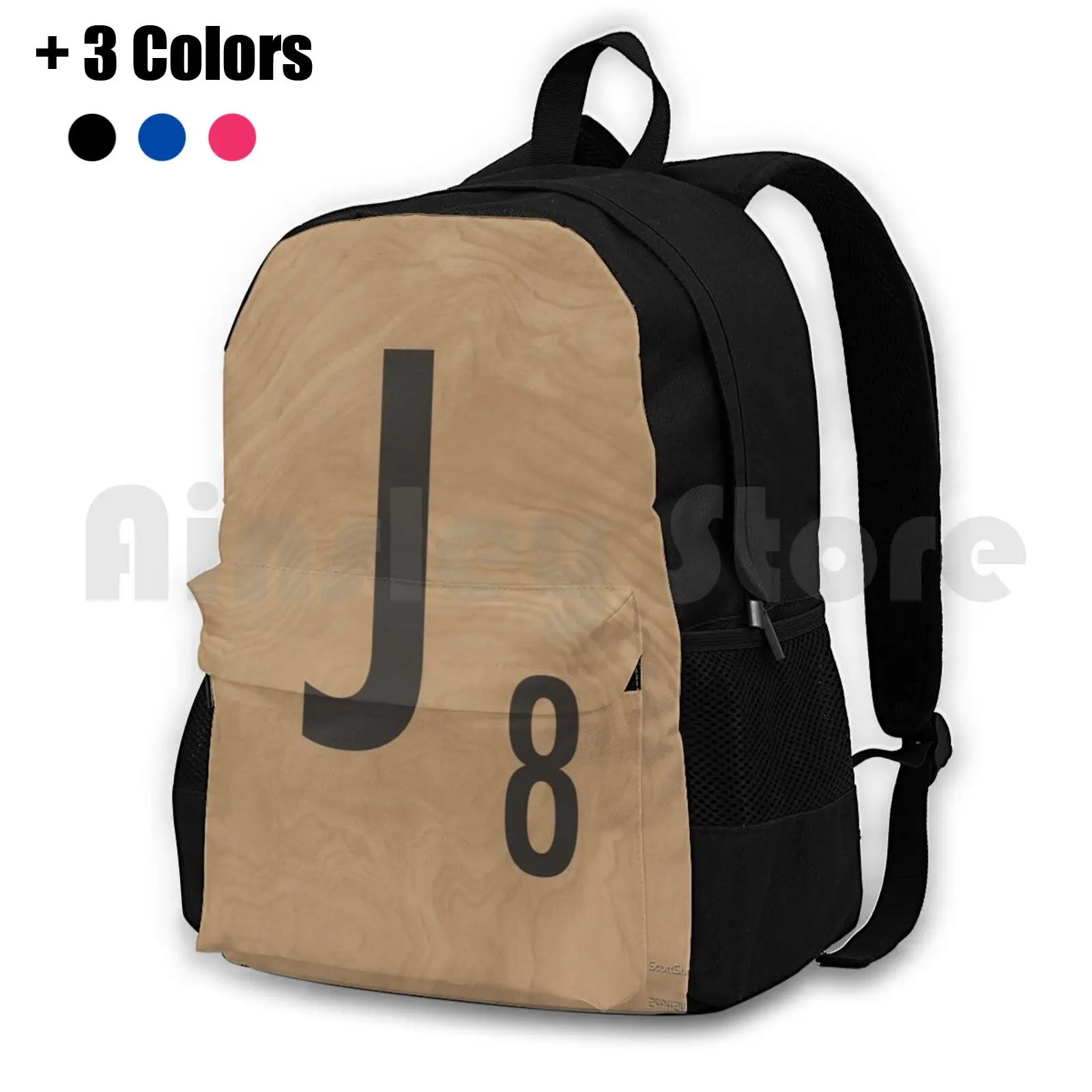 Scrabble Outdoor Hiking Backpack Waterproof Camping Travel Scrabble Scrabble Scrabble Tile Geek Nerd Board Game Letter J Wood