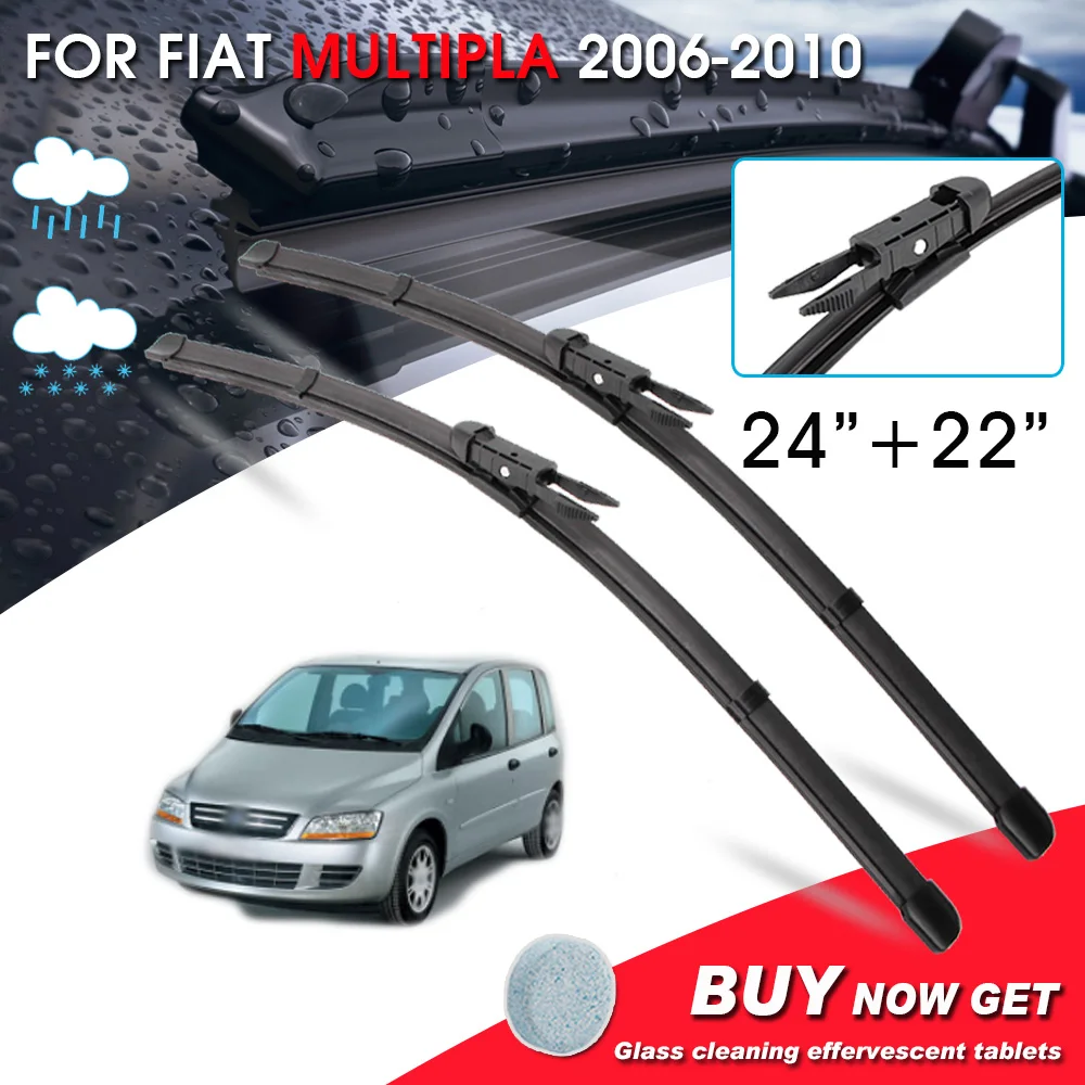 

BROSHOO Car Front Window Windshield Wipers Blade For Fiat Multipla 24"+22" LHD&RHD Car Model Year 2006-2010 Auto Accessories