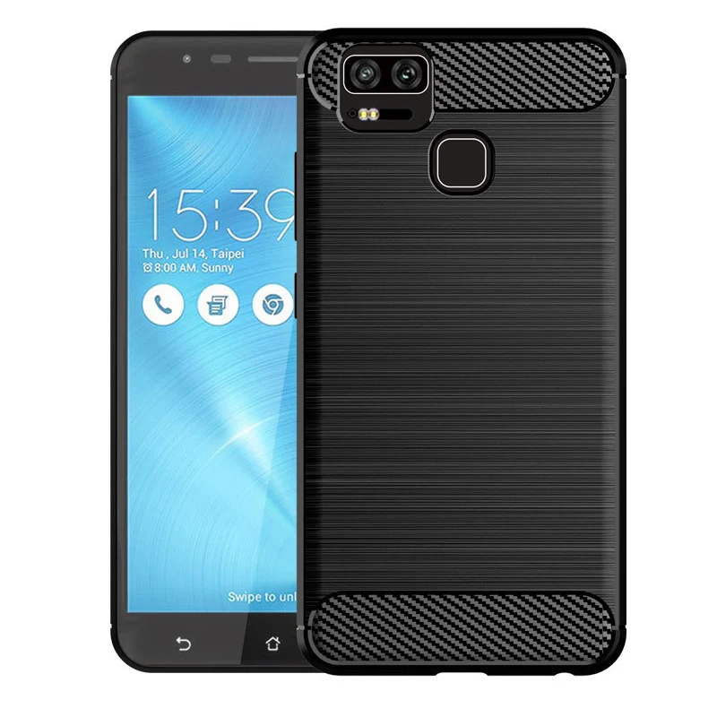 Shock Absorption Cover Soft TPU Anti Scratch Carbon Fiber Back Silicone Case for Asus Zenfone 3 Zoom ZE553KL Z01HDA