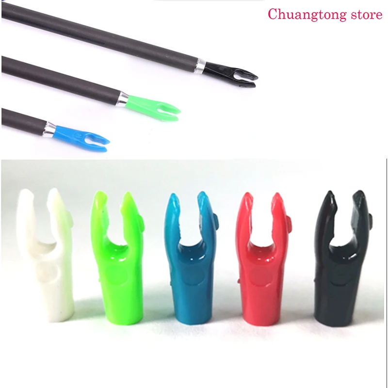 100pcs Archery Arrow Nocks For Shaft ID3.2mm 4.2mm 6.2mm Plastic Arrow Coat tail L DIY nocks Replacement