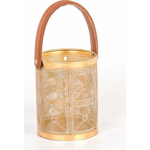 Euro Flora Metal Gold Color Candle Holder Lantern 15x20 cm