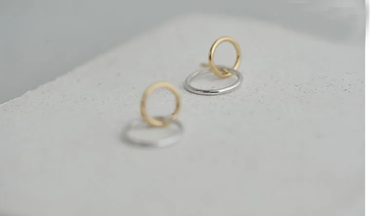 Real 925 Sterling Silver Double circular Earrings for Women Girls Gift Hot Fashion sterling-silver-jewelry Women Earrings