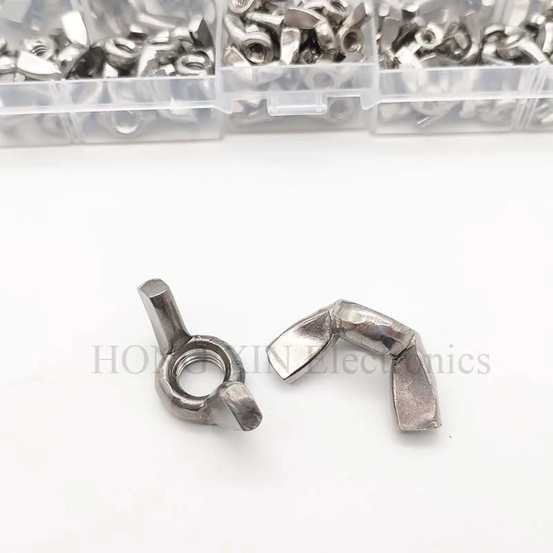 100pcs/Set Wing Nuts Butterfly Nut M3/M4/M5/M6/M8/M10 304 Stainless Steel Fastener Tool