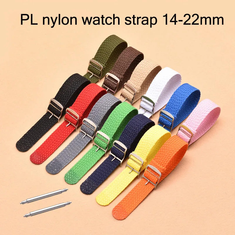 14mm 16mm 18mm 20mm 22mm Colourful Weave Nylon Watch Band For Perlon Watch Strap PL Replacement Fabric Canvas Wristbelt Bracelet