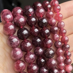 Natural Stone Dark Red Garnet Quartz Round Loose Beads for Jewelry Making Diy Bracelet Accessories 15''Inches Pick Size 6 8 10mm