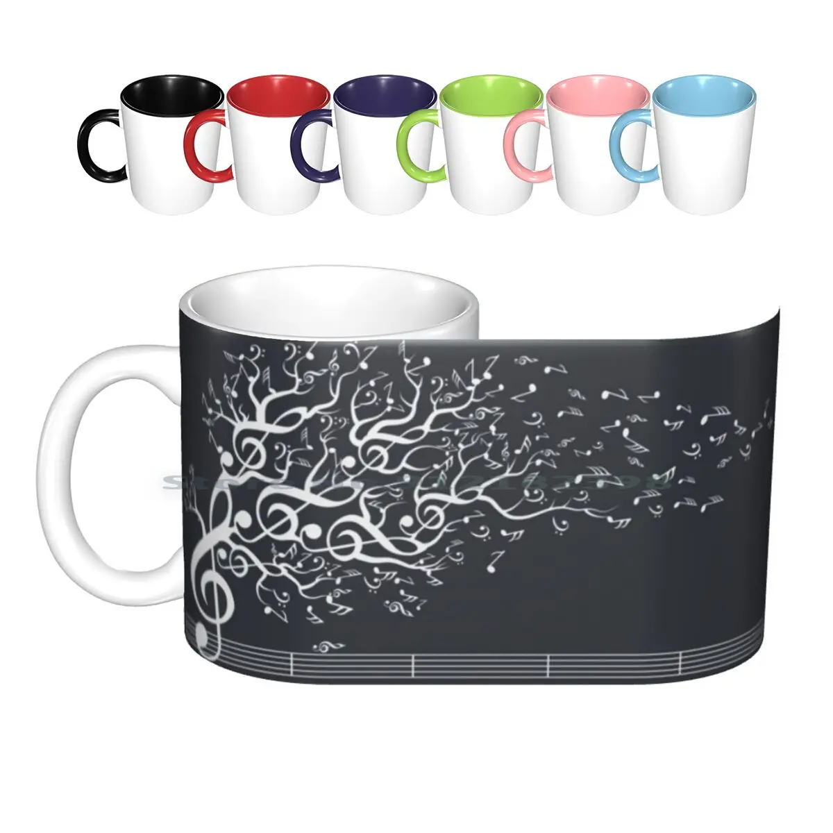 The Sound Of Nature In Motion-White Ceramic Mugs Coffee Cups Milk Tea Mug Music Tree Wind Sound Blowing In Cool Retro Cute