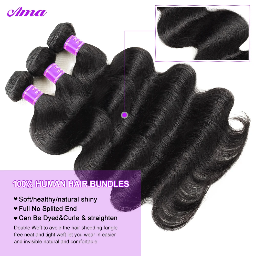 5x5 Closure With Bundles 28 30 Inch Brazilian Body Wave Bundles With Closure 3/4PCS Human Hair Bundles With Closure Free Part