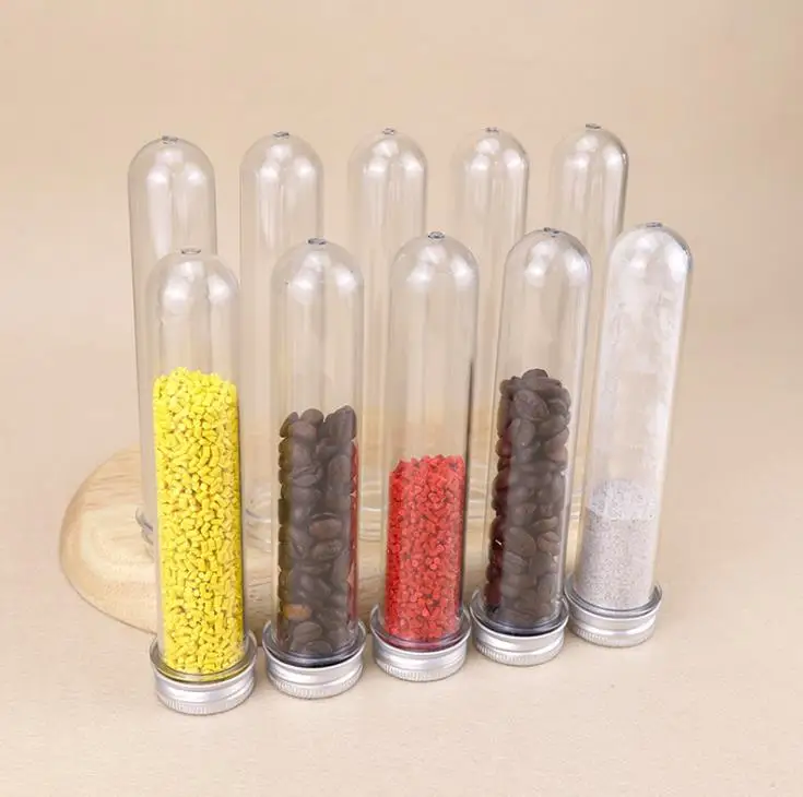 70ML Empty Plastic Candy Bottle PET Clear Test Tube with Screw Aluminium Cap for Milk Tea SN3575